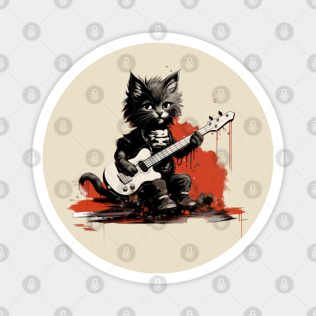 Solo Guitar Rocker cat Magnet by VelvetEasel